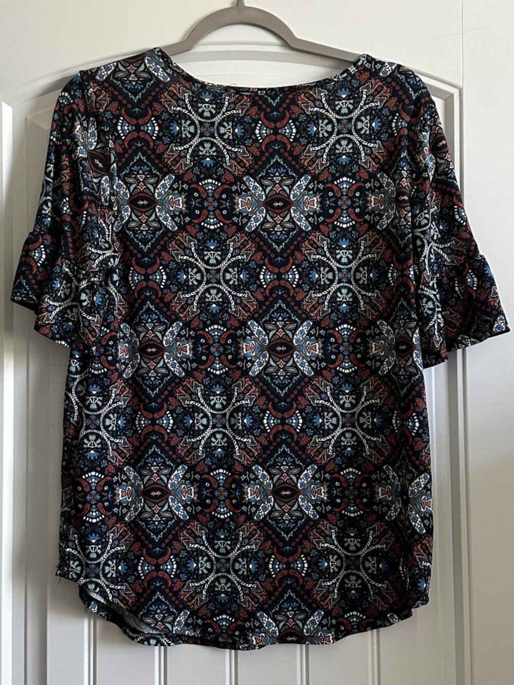 Notations Abstract Ruffle Sleeve Top S - Picture 3 of 3